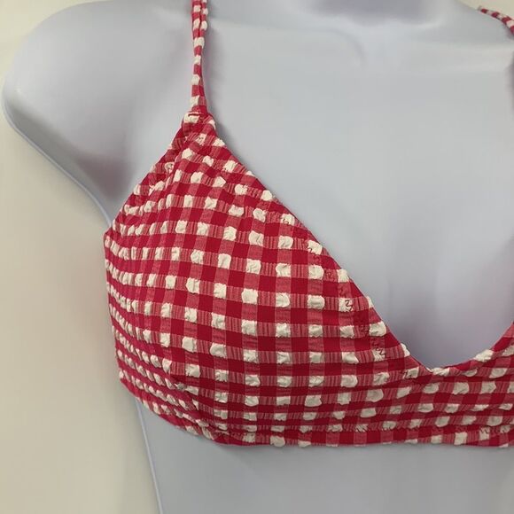 Loft Gingham Bikini Top Sz L Pink &‎ White NWT - Picture 2 of 7